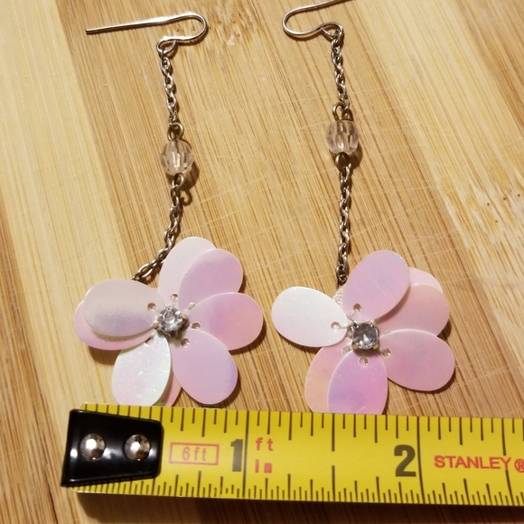 Spring Pink Flower Earrings - Picture 3 of 3